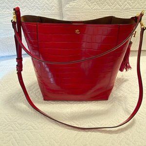 Ralph Lauren Croc Embossed Leather Handbag NWOT
